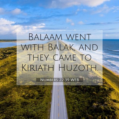 Picture 07 - Numbers 22:39 WEB - Balaam went with Balak, and they came to Kiriath - Bible Verse Picture