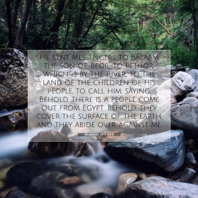 Picture 07 - Numbers 22:5 WEB - He sent messengers to Balaam the son of Beor, to - Bible Verse Picture