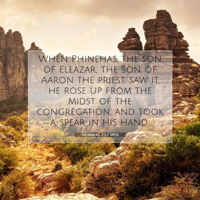 Picture 07 - Numbers 25:7 WEB - When Phinehas, the son of Eleazar, the son of - Bible Verse Picture