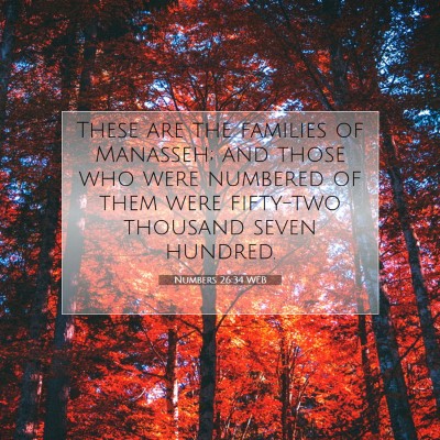 Picture 07 - Numbers 26:34 WEB - These are the families of Manasseh; and those who - Bible Verse Picture
