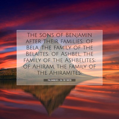 Picture 07 - Numbers 26:38 WEB - The sons of Benjamin after their families: of - Bible Verse Picture