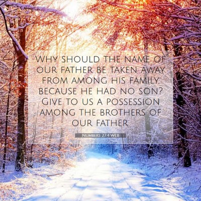 Picture 07 - Numbers 27:4 WEB - Why should the name of our father be taken away - Bible Verse Picture