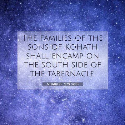 Picture 07 - Numbers 3:29 WEB - The families of the sons of Kohath shall encamp - Bible Verse Picture