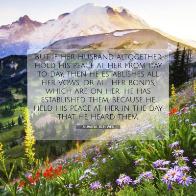 Picture 07 - Numbers 30:14 WEB - But if her husband altogether hold his peace at - Bible Verse Picture
