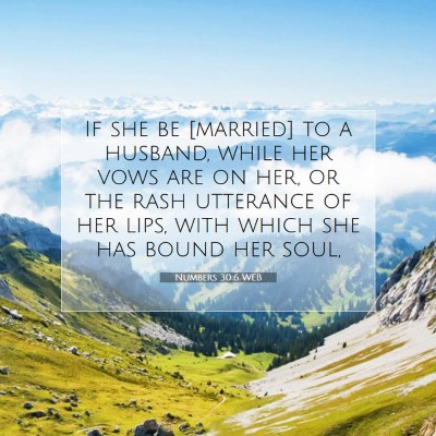 Picture 07 - Numbers 30:6 WEB - If she be [married] to a husband, while her vows - Bible Verse Picture