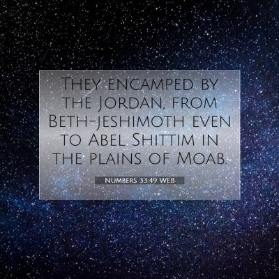 Picture 07 - Numbers 33:49 WEB - They encamped by the Jordan, from Beth-jeshimoth - Bible Verse Picture
