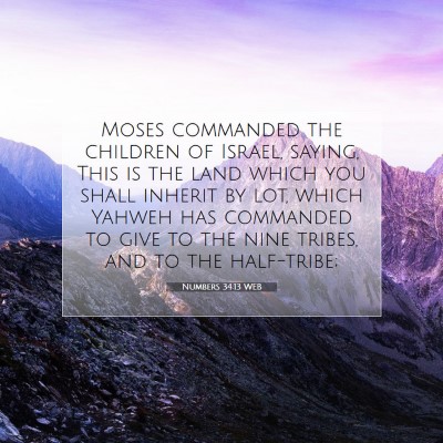 Picture 07 - Numbers 34:13 WEB - Moses commanded the children of Israel, saying, - Bible Verse Picture