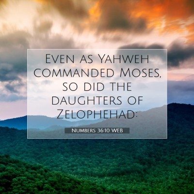 Picture 07 - Numbers 36:10 WEB - Even as Yahweh commanded Moses, so did the - Bible Verse Picture