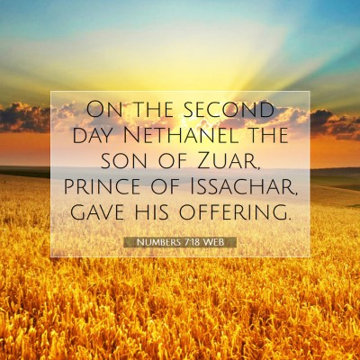 Picture 07 - Numbers 7:18 WEB - On the second day Nethanel the son of Zuar, - Bible Verse Picture