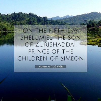 Picture 07 - Numbers 7:36 WEB - On the fifth day Shelumiel the son of - Bible Verse Picture