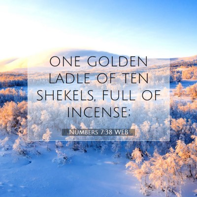 Picture 07 - Numbers 7:38 WEB - one golden ladle of ten shekels, full of - Bible Verse Picture