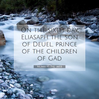 Picture 07 - Numbers 7:42 WEB - On the sixth day, Eliasaph the son of Deuel, - Bible Verse Picture