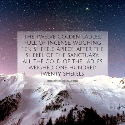 Picture 07 - Numbers 7:86 WEB - the twelve golden ladles, full of incense, - Bible Verse Picture