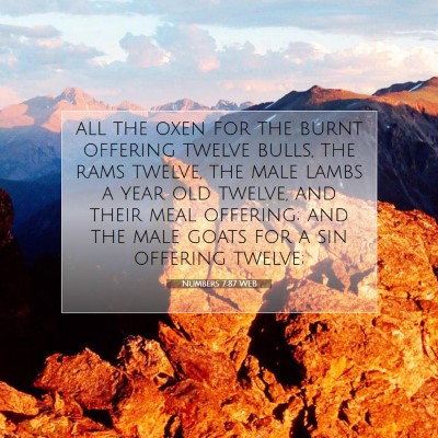 Picture 07 - Numbers 7:87 WEB - all the oxen for the burnt offering twelve bulls, - Bible Verse Picture