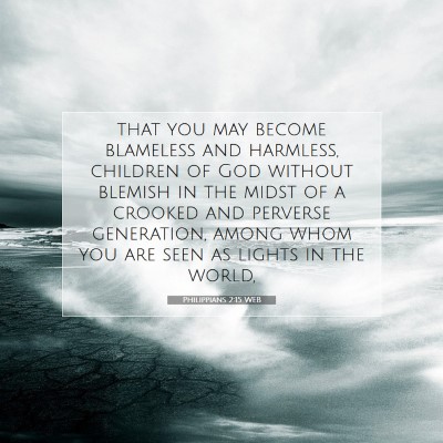 Picture 07 - Philippians 2:15 WEB - that you may become blameless and harmless, - Bible Verse Picture