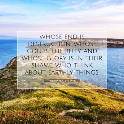 Picture 07 - Philippians 3:19 WEB - whose end is destruction, whose god is the belly, - Bible Verse Picture