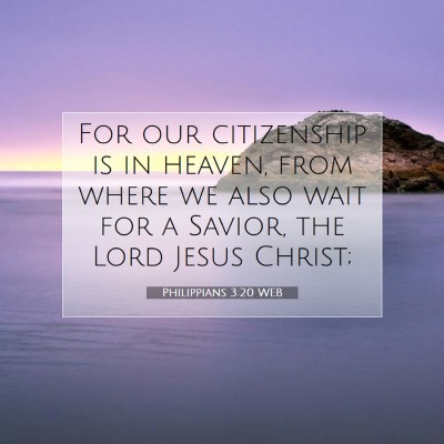 Picture 07 - Philippians 3:20 WEB - For our citizenship is in heaven, from where we - Bible Verse Picture