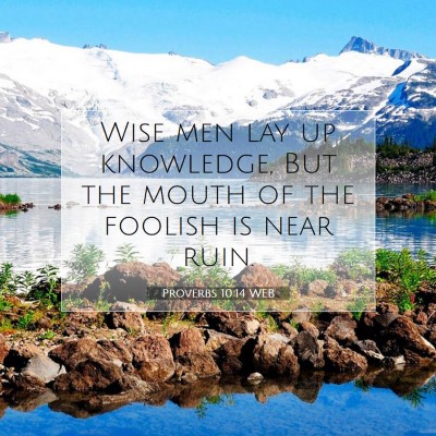 Picture 07 - Proverbs 10:14 WEB - Wise men lay up knowledge, But the mouth of the - Bible Verse Picture