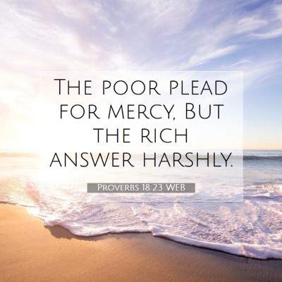 Picture 07 - Proverbs 18:23 WEB - The poor plead for mercy, But the rich answer - Bible Verse Picture