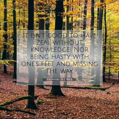 Picture 07 - Proverbs 19:2 WEB - It isn't good to have zeal without knowledge; Nor - Bible Verse Picture