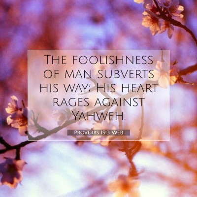 Picture 07 - Proverbs 19:3 WEB - The foolishness of man subverts his way; His - Bible Verse Picture
