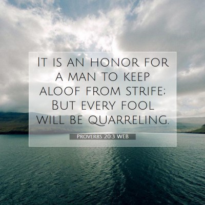 Picture 07 - Proverbs 20:3 WEB - It is an honor for a man to keep aloof from - Bible Verse Picture