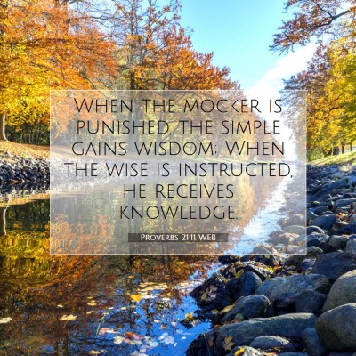 Picture 07 - Proverbs 21:11 WEB - When the mocker is punished, the simple gains - Bible Verse Picture