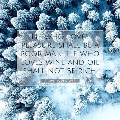 Picture 07 - Proverbs 21:17 WEB - He who loves pleasure shall be a poor man: He who - Bible Verse Picture