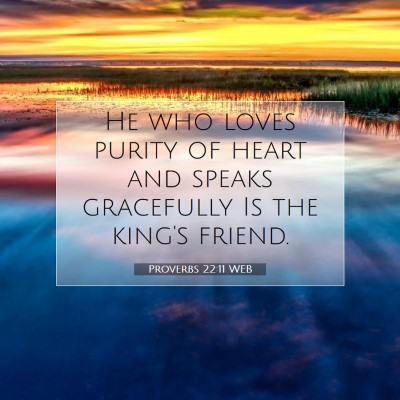 Picture 07 - Proverbs 22:11 WEB - He who loves purity of heart and speaks - Bible Verse Picture