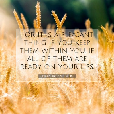 Picture 07 - Proverbs 22:18 WEB - For it is a pleasant thing if you keep them - Bible Verse Picture