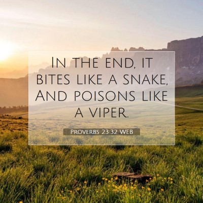 Picture 07 - Proverbs 23:32 WEB - In the end, it bites like a snake, And poisons - Bible Verse Picture