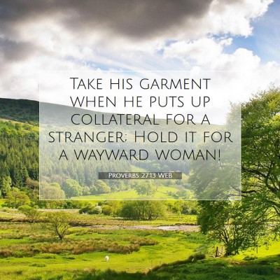 Picture 07 - Proverbs 27:13 WEB - Take his garment when he puts up collateral for a - Bible Verse Picture