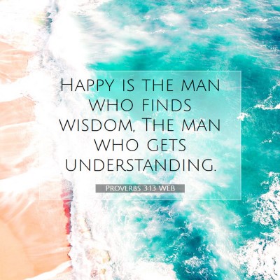 Picture 07 - Proverbs 3:13 WEB - Happy is the man who finds wisdom, The man who - Bible Verse Picture