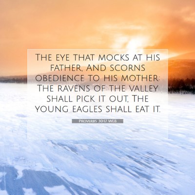 Picture 07 - Proverbs 30:17 WEB - The eye that mocks at his father, And scorns - Bible Verse Picture