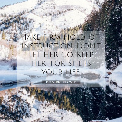 Picture 07 - Proverbs 4:13 WEB - Take firm hold of instruction. Don't let her go. - Bible Verse Picture