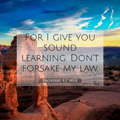 Picture 07 - Proverbs 4:2 WEB - For I give you sound learning. Don't forsake my - Bible Verse Picture