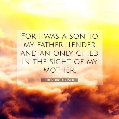 Picture 07 - Proverbs 4:3 WEB - For I was a son to my father, Tender and an only - Bible Verse Picture