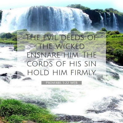 Picture 07 - Proverbs 5:22 WEB - The evil deeds of the wicked ensnare him. The - Bible Verse Picture