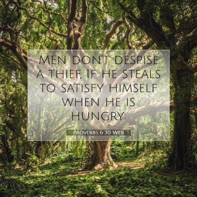 Picture 07 - Proverbs 6:30 WEB - Men don't despise a thief, If he steals to - Bible Verse Picture