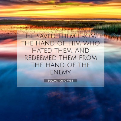 Picture 07 - Psalms 106:10 WEB - He saved them from the hand of him who hated - Bible Verse Picture