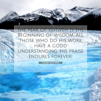 Picture 07 - Psalms 111:10 WEB - The fear of Yahweh is the beginning of wisdom. - Bible Verse Picture
