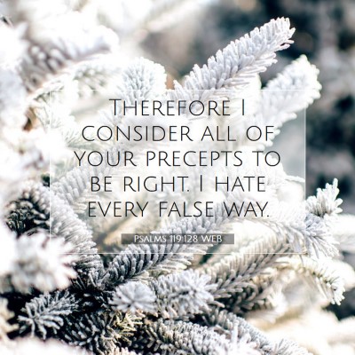 Picture 07 - Psalms 119:128 WEB - Therefore I consider all of your precepts to be - Bible Verse Picture