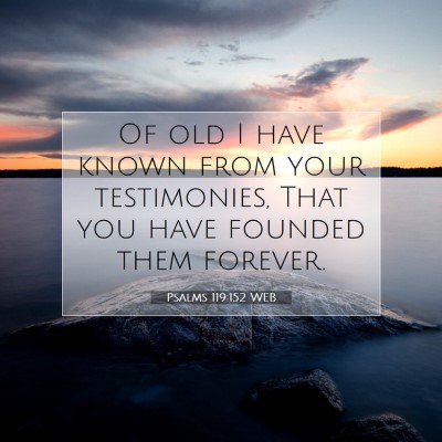 Picture 07 - Psalms 119:152 WEB - Of old I have known from your testimonies, That - Bible Verse Picture