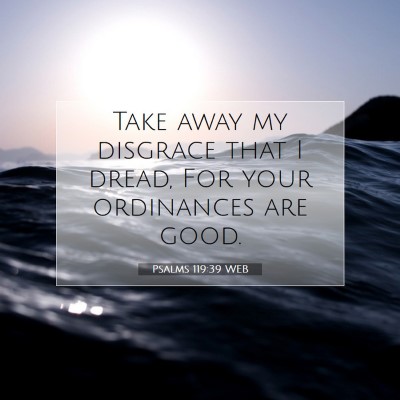 Picture 07 - Psalms 119:39 WEB - Take away my disgrace that I dread, For your - Bible Verse Picture