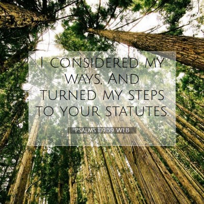 Picture 07 - Psalms 119:59 WEB - I considered my ways, And turned my steps to your - Bible Verse Picture