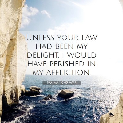 Picture 07 - Psalms 119:92 WEB - Unless your law had been my delight, I would have - Bible Verse Picture