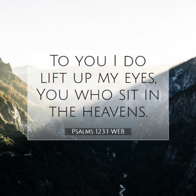 Picture 07 - Psalms 123:1 WEB - To you I do lift up my eyes, You who sit in the - Bible Verse Picture