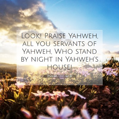 Picture 07 - Psalms 134:1 WEB - Look! Praise Yahweh, all you servants of Yahweh, - Bible Verse Picture