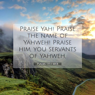 Picture 07 - Psalms 135:1 WEB - Praise Yah! Praise the name of Yahweh! Praise - Bible Verse Picture