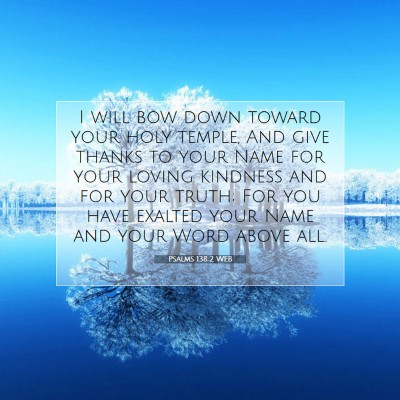 Picture 07 - Psalms 138:2 WEB - I will bow down toward your holy temple, And give - Bible Verse Picture